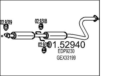 0152940 MTS Средний глушитель выхлопных газов