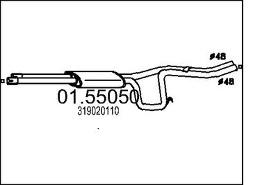 0155050 MTS Средний глушитель выхлопных газов