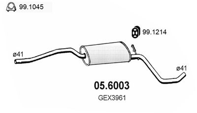 056003 ASSO Средний глушитель выхлопных газов