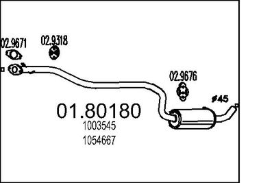 0180180 MTS Средний глушитель выхлопных газов