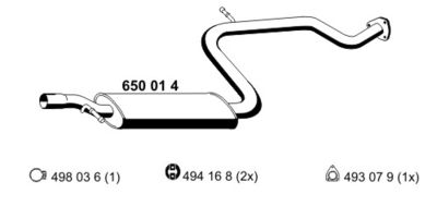 650014 ERNST Средний глушитель выхлопных газов