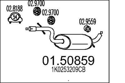 0150859 MTS Средний глушитель выхлопных газов