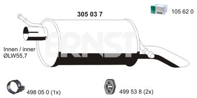 305037 ERNST Глушитель выхлопных газов конечный