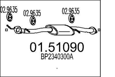 0151090 MTS Средний глушитель выхлопных газов