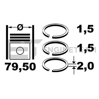 R1012300 ET ENGINETEAM Комплект поршневых колец