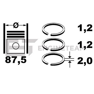 R1012600 ET ENGINETEAM Комплект поршневых колец