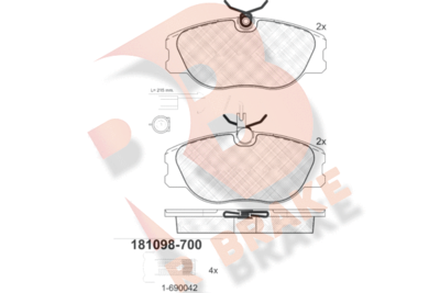 RB1098700 R BRAKE Комплект тормозных колодок, дисковый тормоз
