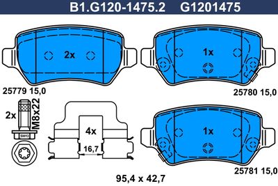 B1G12014752 GALFER Комплект тормозных колодок, дисковый тормоз