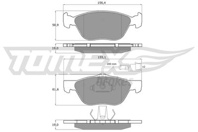 TX1184 TOMEX Brakes Комплект тормозных колодок, дисковый тормоз