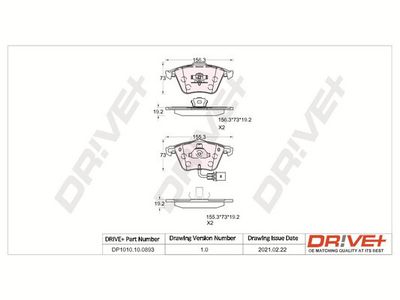 DP1010100893 Dr!ve+ Комплект тормозных колодок, дисковый тормоз