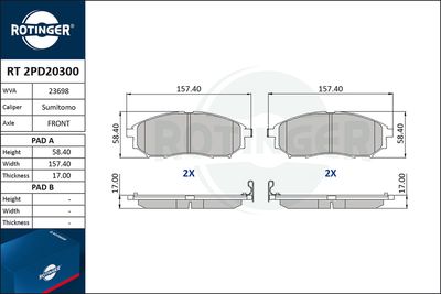 RT2PD20300 ROTINGER Комплект тормозных колодок, дисковый тормоз