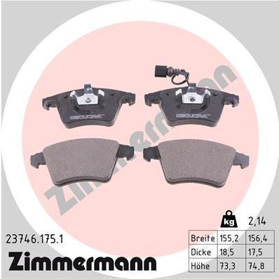 237461751 ZIMMERMANN Комплект тормозных колодок, дисковый тормоз