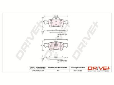 DP1010100777 Dr!ve+ Комплект тормозных колодок, дисковый тормоз