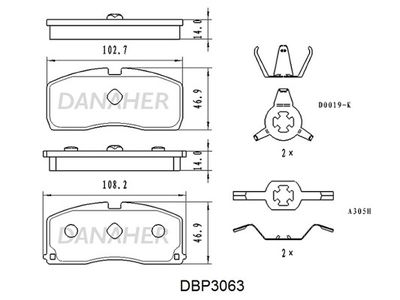 DBP3063 DANAHER Комплект тормозных колодок, дисковый тормоз