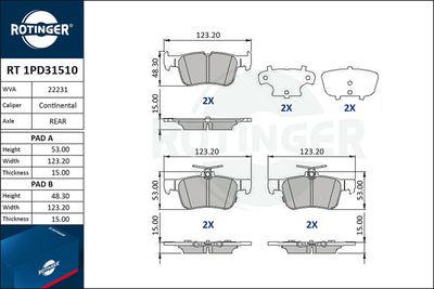 RT1PD31510 ROTINGER Комплект тормозных колодок, дисковый тормоз