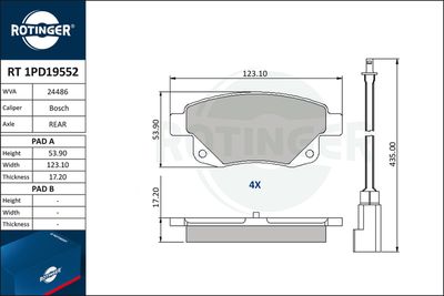 RT1PD19552 ROTINGER Комплект тормозных колодок, дисковый тормоз