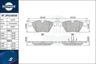 RT2PD18430 ROTINGER Комплект тормозных колодок, дисковый тормоз