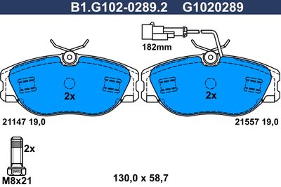 B1G10202892 GALFER Комплект тормозных колодок, дисковый тормоз
