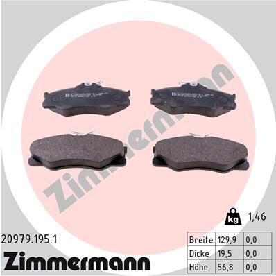 209791951 ZIMMERMANN Комплект тормозных колодок, дисковый тормоз