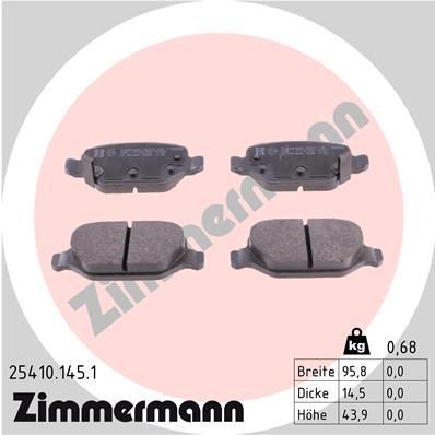 254101451 ZIMMERMANN Комплект тормозных колодок, дисковый тормоз
