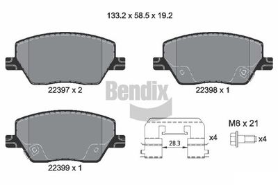 BPD1256 BENDIX Braking Комплект тормозных колодок, дисковый тормоз