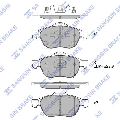 SP1574 Hi-Q Комплект тормозных колодок, дисковый тормоз