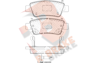 RB1888 R BRAKE Комплект тормозных колодок, дисковый тормоз