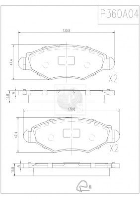 P360A04 NPS Комплект тормозных колодок, дисковый тормоз
