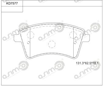 KD7577 ASIMCO Комплект тормозных колодок, дисковый тормоз