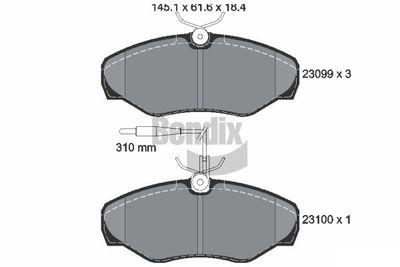 BPD1293 BENDIX Braking Комплект тормозных колодок, дисковый тормоз