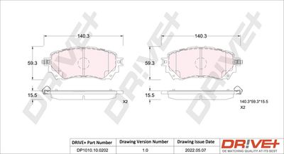 DP1010100202 Dr!ve+ Комплект тормозных колодок, дисковый тормоз