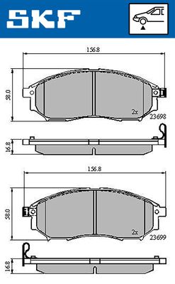 VKBP80166A SKF Комплект тормозных колодок, дисковый тормоз