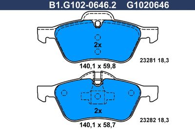 B1G10206462 GALFER Комплект тормозных колодок, дисковый тормоз