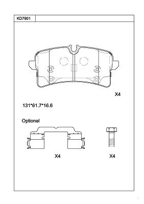 KD7901 ASIMCO Комплект тормозных колодок, дисковый тормоз
