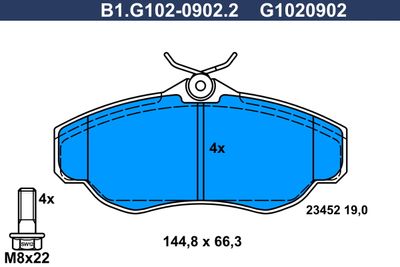 B1G10209022 GALFER Комплект тормозных колодок, дисковый тормоз