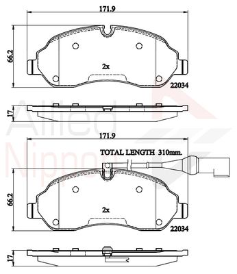 ADB22214 COMLINE Комплект тормозных колодок, дисковый тормоз