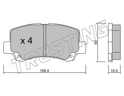 4340 TRUSTING Комплект тормозных колодок, дисковый тормоз