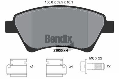 BPD1064 BENDIX Braking Комплект тормозных колодок, дисковый тормоз