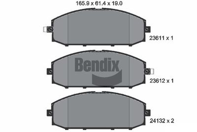 BPD2018 BENDIX Braking Комплект тормозных колодок, дисковый тормоз