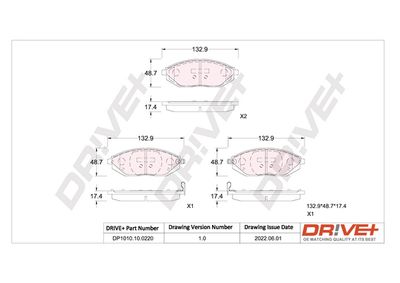 DP1010100220 Dr!ve+ Комплект тормозных колодок, дисковый тормоз