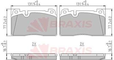 AA0639 BRAXIS Комплект тормозных колодок, дисковый тормоз