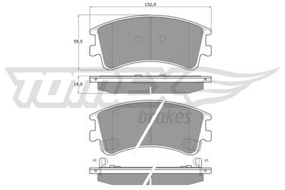 TX1303 TOMEX Brakes Комплект тормозных колодок, дисковый тормоз