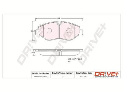 DP1010100915 Dr!ve+ Комплект тормозных колодок, дисковый тормоз