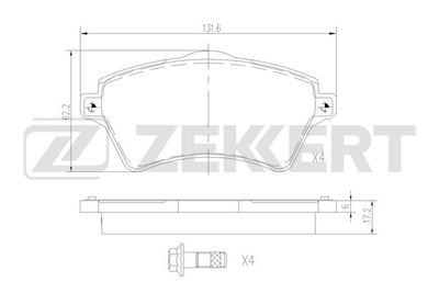 BS2916 ZEKKERT Комплект тормозных колодок, дисковый тормоз