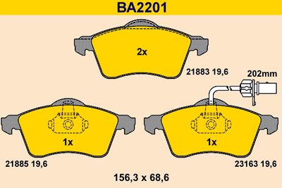 BA2201 BARUM Комплект тормозных колодок, дисковый тормоз