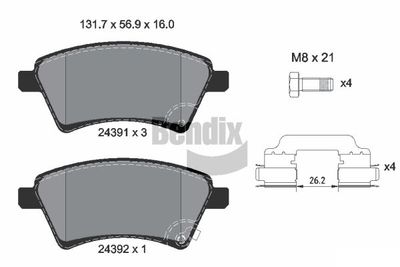BPD1181 BENDIX Braking Комплект тормозных колодок, дисковый тормоз