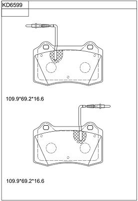 KD6599 ASIMCO Комплект тормозных колодок, дисковый тормоз