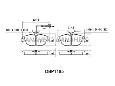DBP1185 DANAHER Комплект тормозных колодок, дисковый тормоз