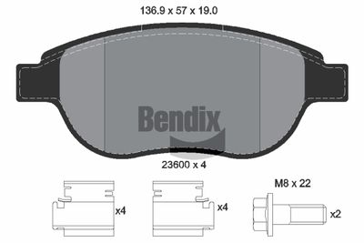 BPD1043 BENDIX Braking Комплект тормозных колодок, дисковый тормоз