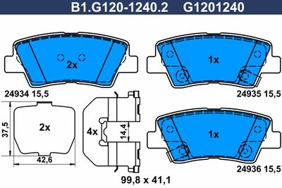 B1G12012402 GALFER Комплект тормозных колодок, дисковый тормоз